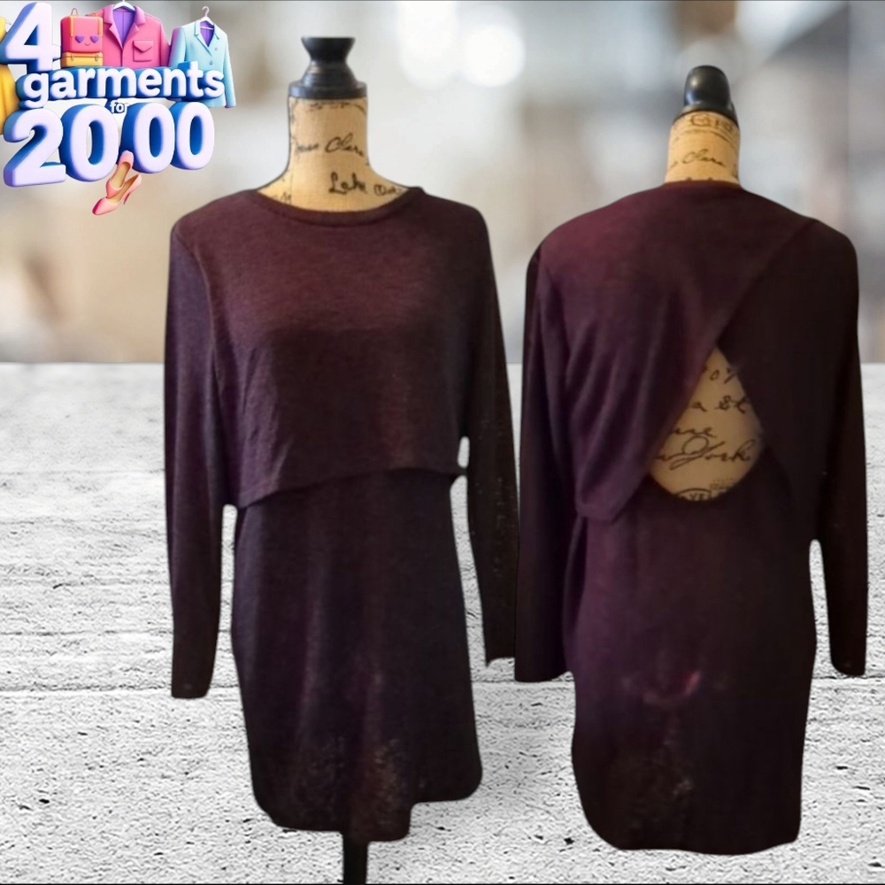 Divided Tunic/dress long sleeve, scoop/crew neck size 14